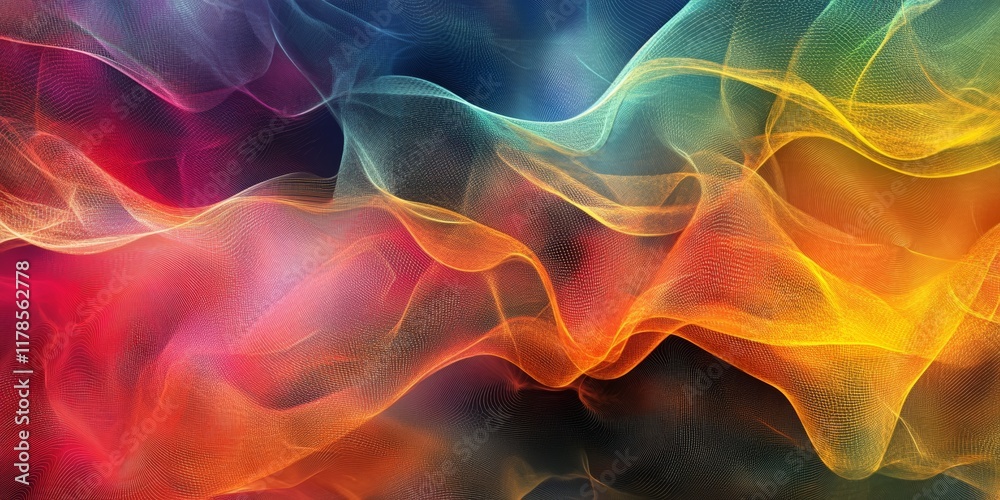 Obraz premium Colorful Abstract Mesh Backdrop with Flowing Data Patterns for Creative Design Projects and Visual Presentations