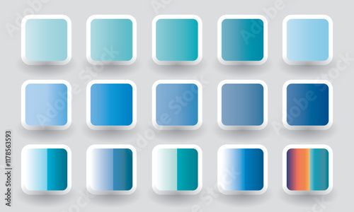 Collection of gradient blue water colour palette. Colour palette trends