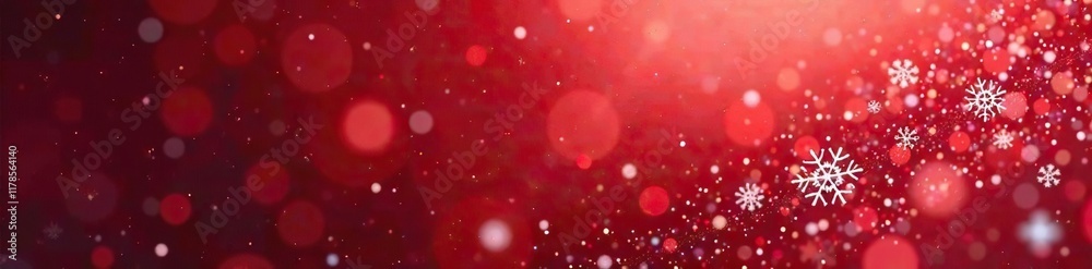 Red background with swirling snowflakes in mid-air, frozen, swirling, foggy Red background with swirling snowflakes in mid-air, frozen, swirling, foggy