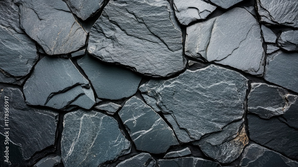 Fototapeta premium Dark Grey Slate Stone Wall Texture Background