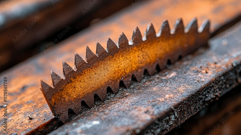 Rusty, Aged Saw Blade Close-up Industrial Texture and Detail Rusty, Aged Saw Blade Close-up Industrial Texture and Detail