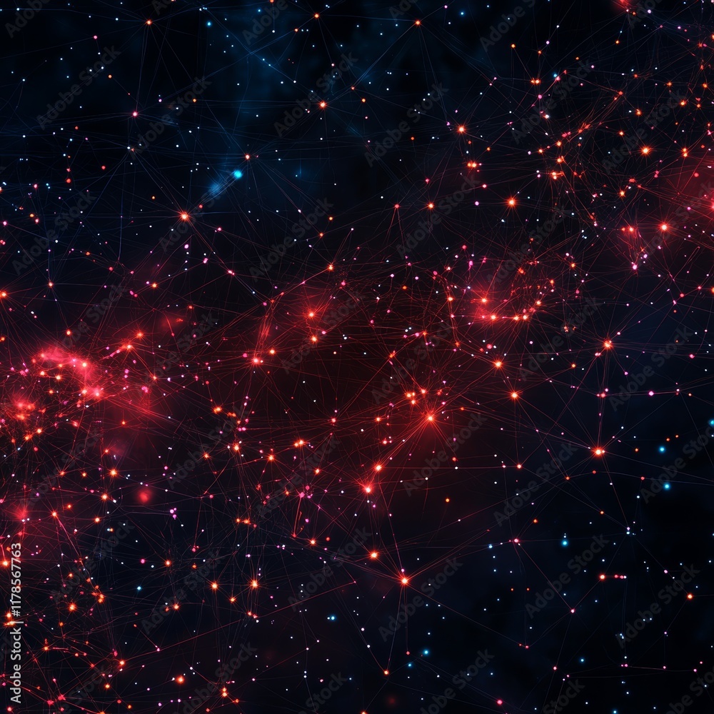 Obraz premium A stunning abstract cosmic background featuring glowing stars and interconnected lines, creating a mesmerizing deep space environment filled with mystery and beauty.