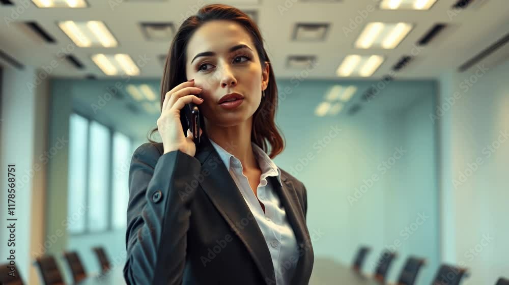 Businesswoman in Professional Attire on Phone Businesswoman in Professional Attire on Phone