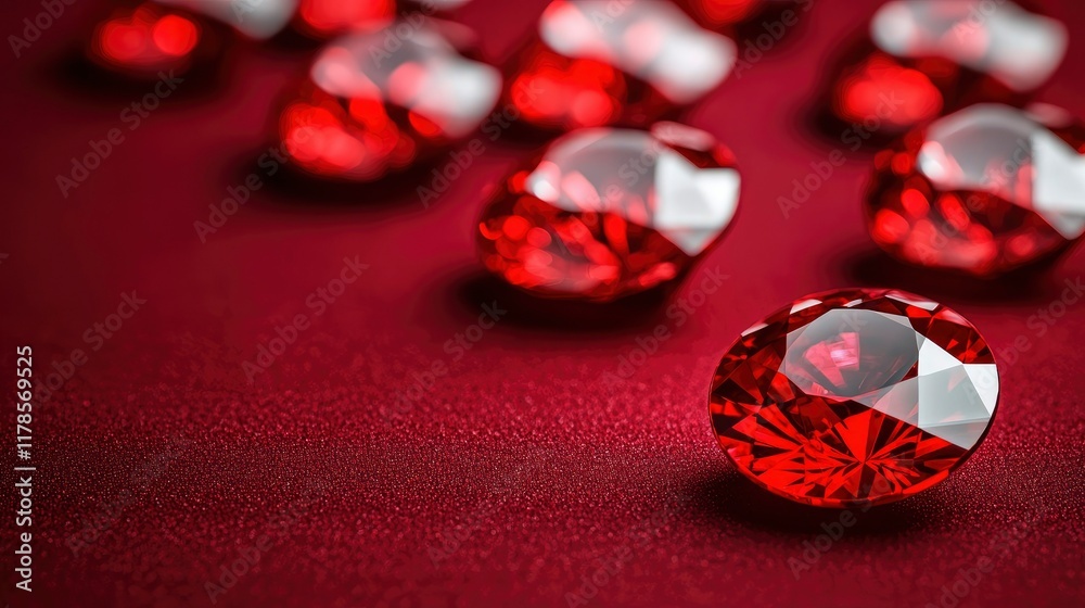 Sparkling Red Rubies on a Velvet Background Luxury Gemstones Sparkling Red Rubies on a Velvet Background Luxury Gemstones