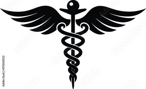 Caduceus medical symbol silhouette vector, Caduceus medical icon