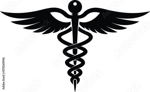 Caduceus medical symbol silhouette vector, Caduceus medical icon