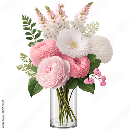 Delicate Pink and White Flower Bouquet in Cylinder Vase
