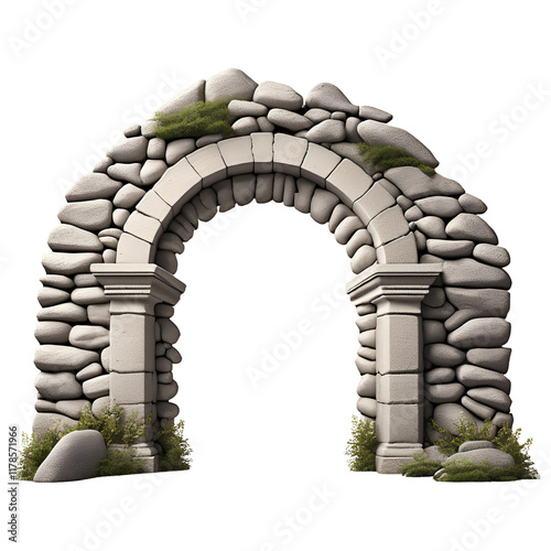 Ancient stone archway gateway illustration