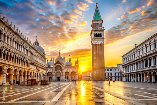 Piazza San Marco at sunset, Venice, ITALY