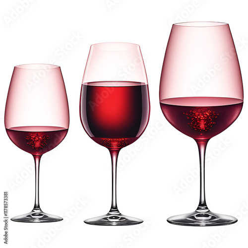 Three Different Sizes of Red Wine Glasses for a Luxurious Dining Experience