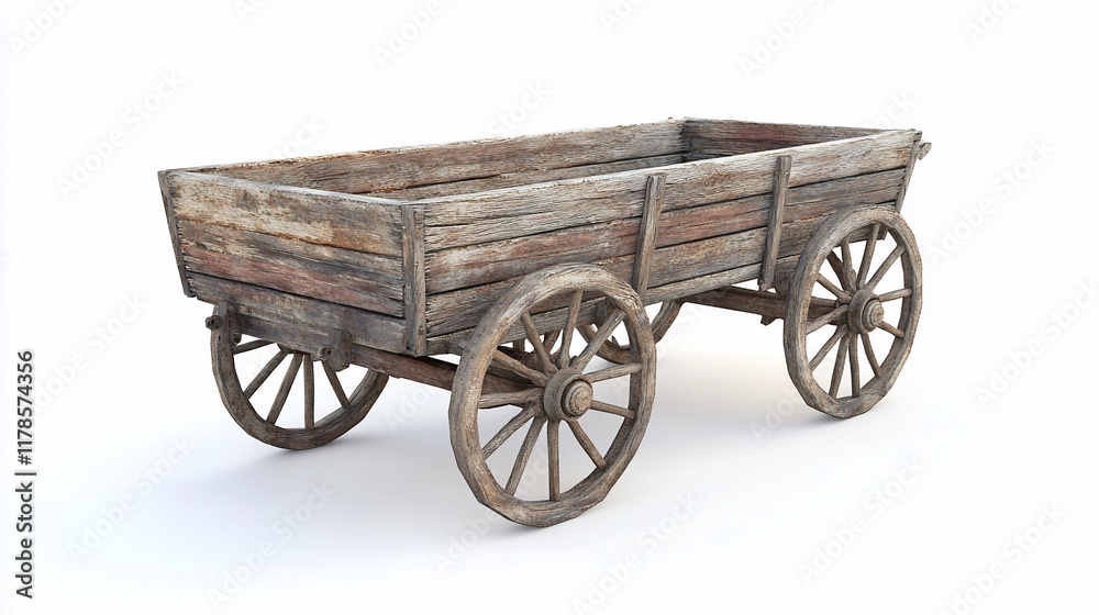Old wooden wagon isolated on white background. Old wooden wagon isolated on white background.