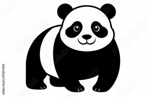 Panda illustrated in flat 2D vector art. Cuddly Bear Vector Design. Panda Silhouette Template Cute Animal Icon For Crafts And Design


 photo