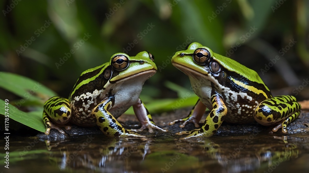 Eungella Torrent Frog's Vibrant Mating Display in the Rainforest Eungella Torrent Frog's Vibrant Mating Display in the Rainforest