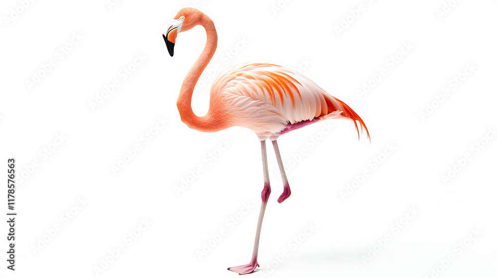 Fototapeta premium pink flamingo isolated on white