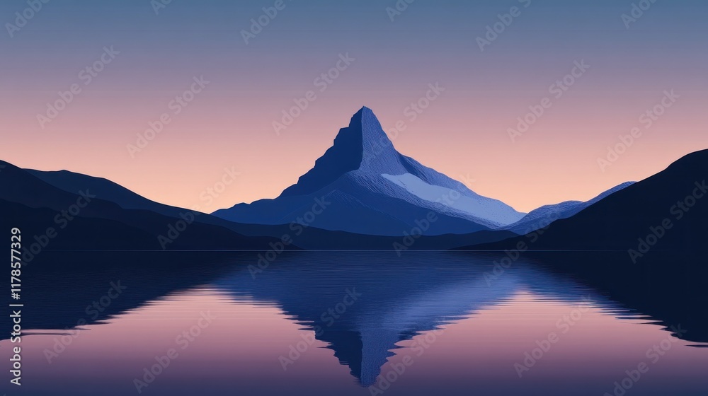 Fototapeta premium Serene Mountain Lake Reflection at Dusk