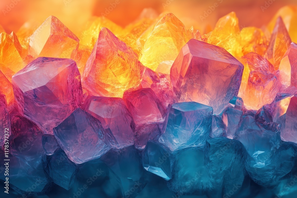 Vibrant crystal patterns showcasing a rainbow of colors in natural formation Vibrant crystal patterns showcasing a rainbow of colors in natural formation