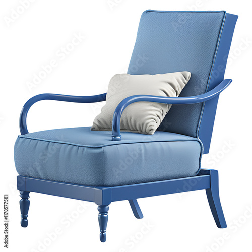Modern Light Blue Armchair with Wooden Legs