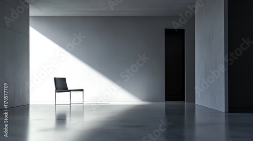 Minimalistic, empty meeting room, symbolizing a modern workspace design. 