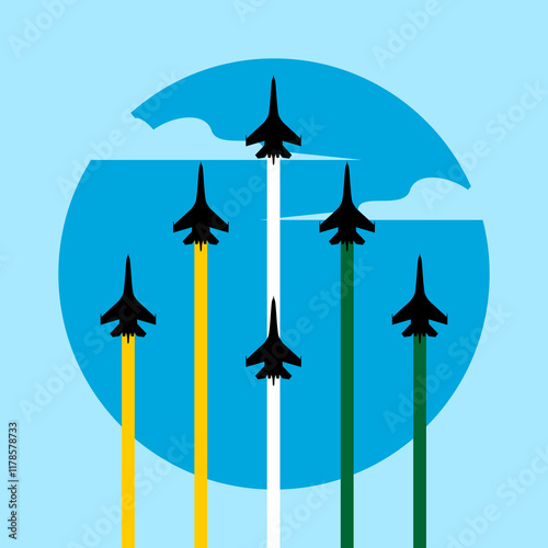 military fighter jet in the blue sky air show