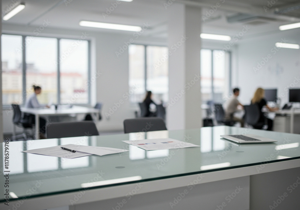 Empty Workspace with a Wooden Desk and Office Supplies, Modern Office Environment Empty Workspace with a Wooden Desk and Office Supplies, Modern Office Environment
