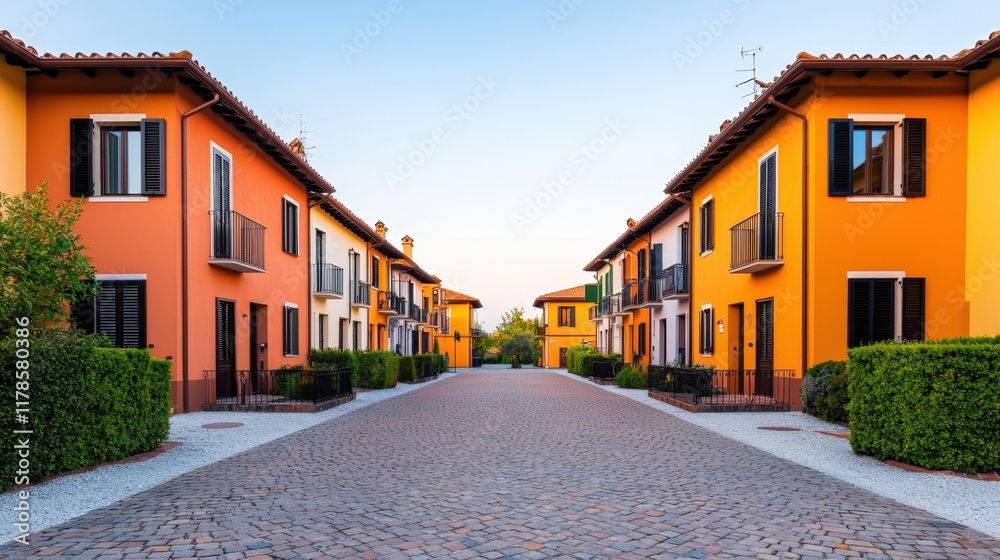 Mindfulness and meditation method, A picturesque view of colorful houses lined along a cobblestone path, surrounded by lush greenery under a clear sky. Mindfulness and meditation method, A picturesque view of colorful houses lined along a cobblestone path, surrounded by lush greenery under a clear sky.