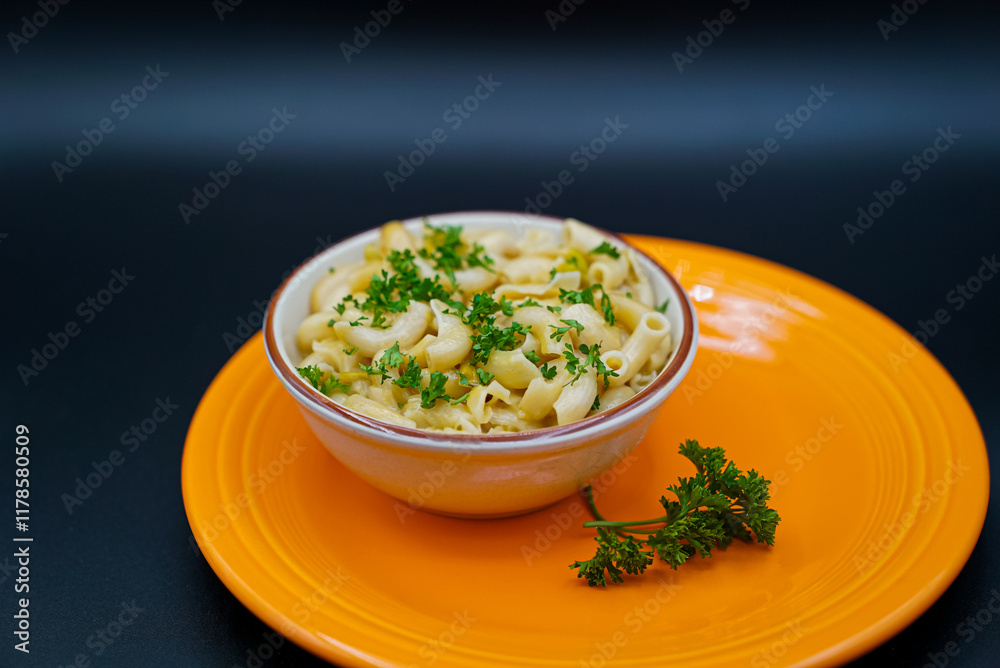 Creamy Macaroni with Fresh Parsley Garnish Creamy Macaroni with Fresh Parsley Garnish