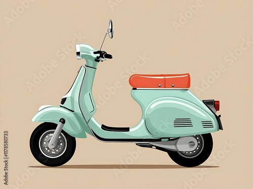 A Vintage Mint Green Scooter Illustration photo