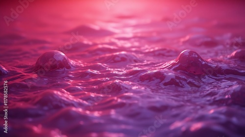 Abstract Pink Fluid Surface Close-up view of a textured, glossy pink fluid surface with soft lighting and wave patterns