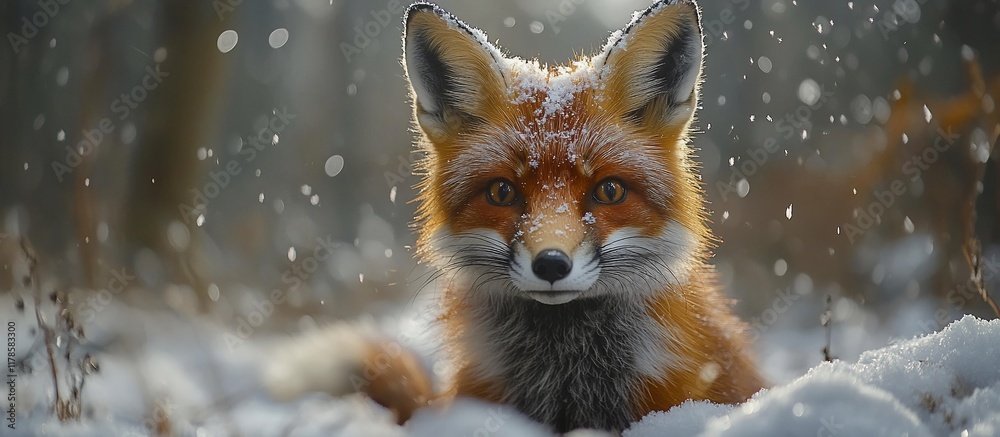 Obraz premium Majestic Red Fox in Winter Wonderland