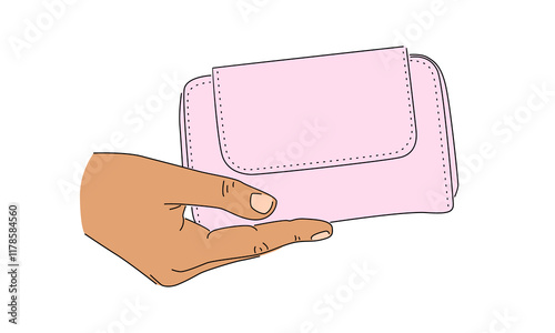 line art color of handbag illustration