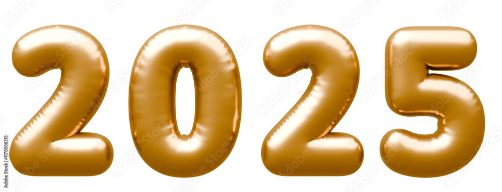 3D画像_文字風船_2025_ゴールド 3D画像_文字風船_2025_ゴールド