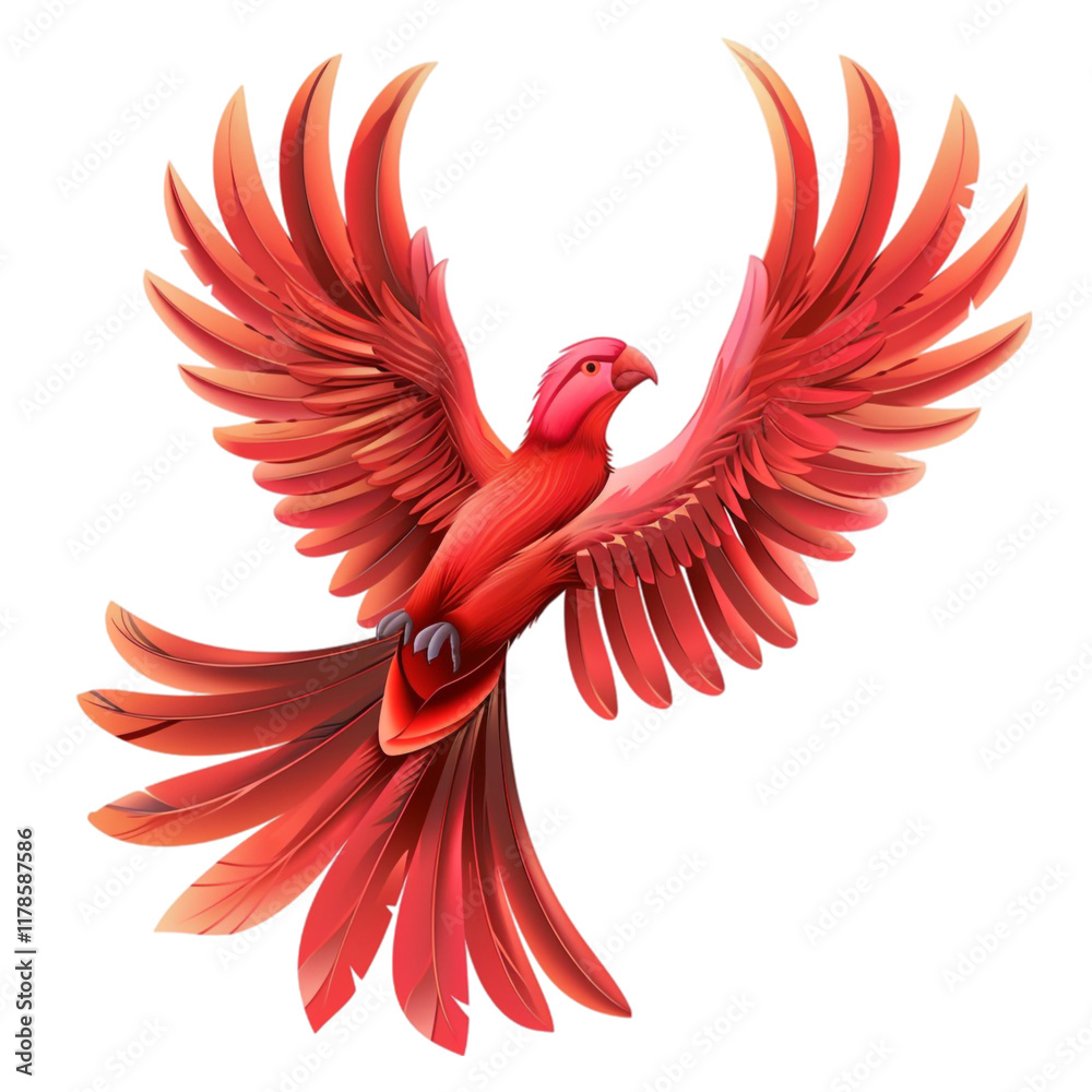 Obraz premium Red Bird Vector Illustration Isolated on Transparent Background