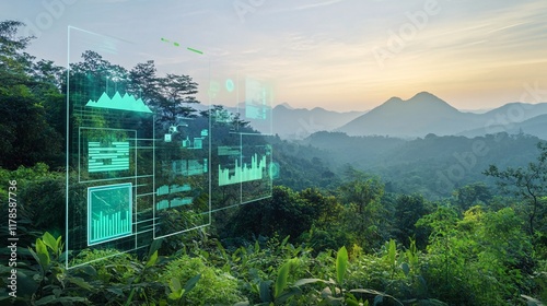 Eco-Friendly Technology in Action with Sleek Devices in Nature Landscape