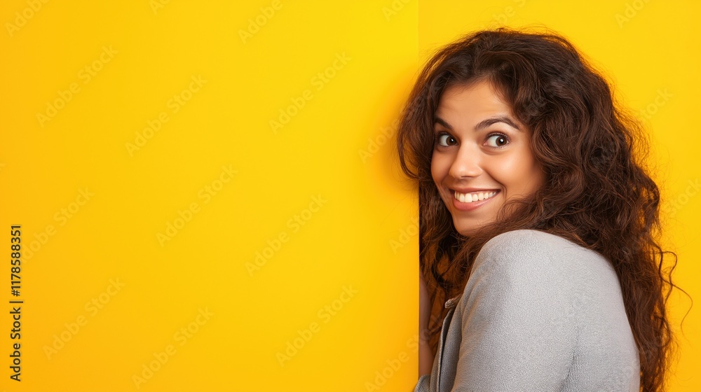 Cheerful businesswoman with a vibrant backdrop Cheerful businesswoman with a vibrant backdrop