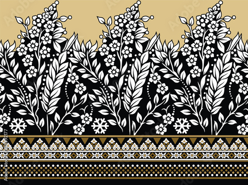 Dynamic textile borders infused with floral and ornamental elegance.