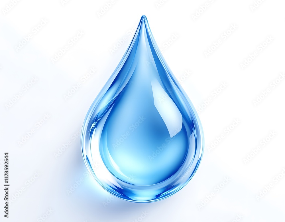 Serene Blue Water Drop: A Crystal-Clear, Minimalist Illustration Serene Blue Water Drop: A Crystal-Clear, Minimalist Illustration