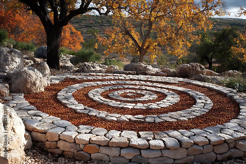 Autumnal Stone Spiral Garden Design Landscape