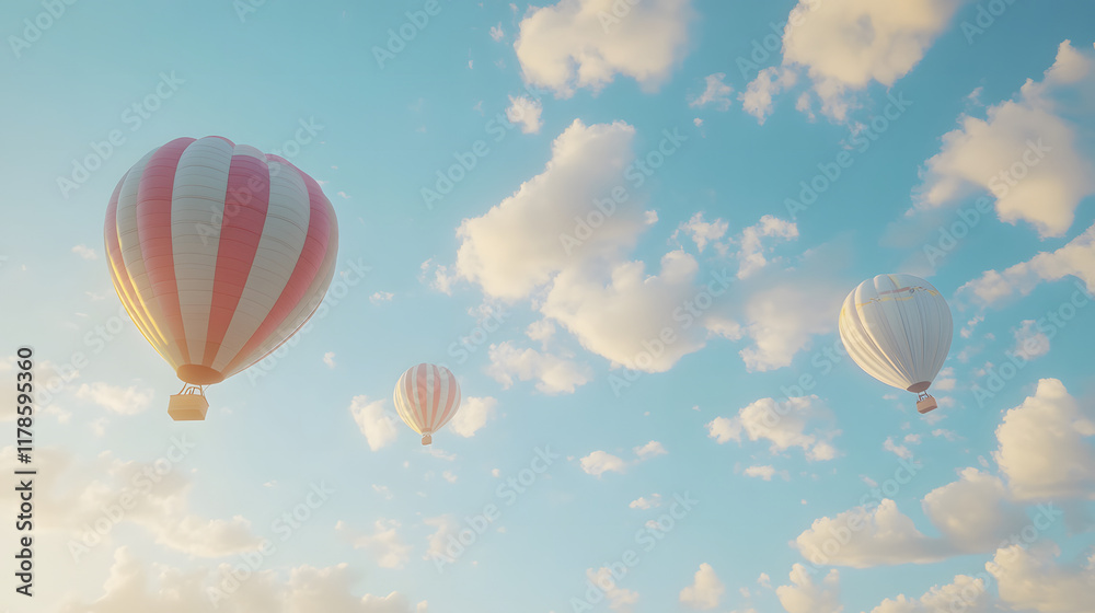 Obraz premium Colorful hot air balloons flying in the clear sky