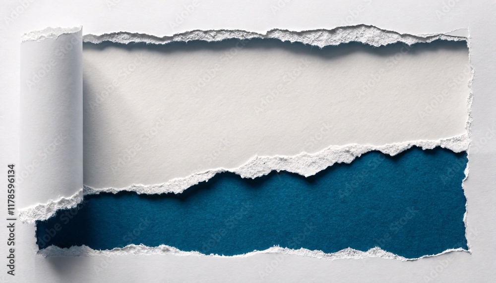 Abstract Torn Paper Texture with Deep Blue Background and Shadow V4