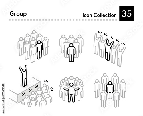 Illustration set of people belonging to an organization