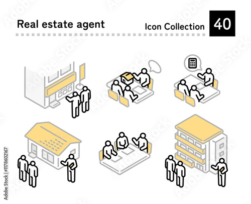 Illustration of two people consulting a real estate agent