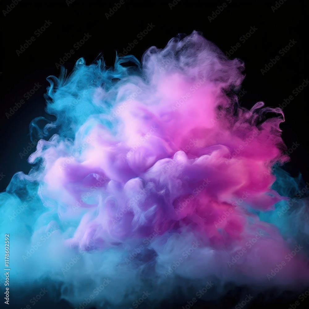 the AI Image Generator, Vibrant Pink Smoke Explosion Against Aqua Background the AI Image Generator, Vibrant Pink Smoke Explosion Against Aqua Background