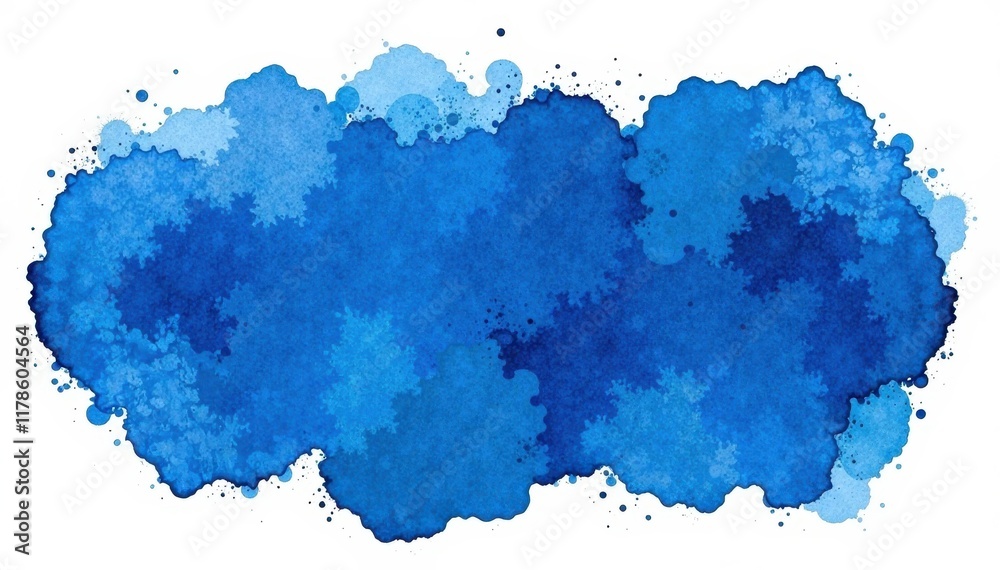 Obraz premium Deep cobalt blue watercolor blot, organic edges, dark blue, cobalt