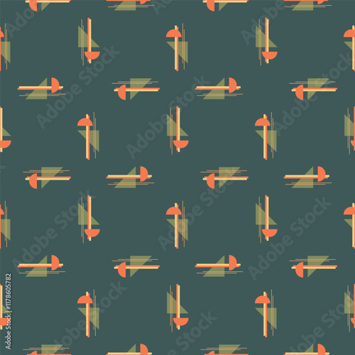 Textile motif seamless pattern. Abstract line shape geometric motif basic pattern continuous background. Man shirt all over print block. 