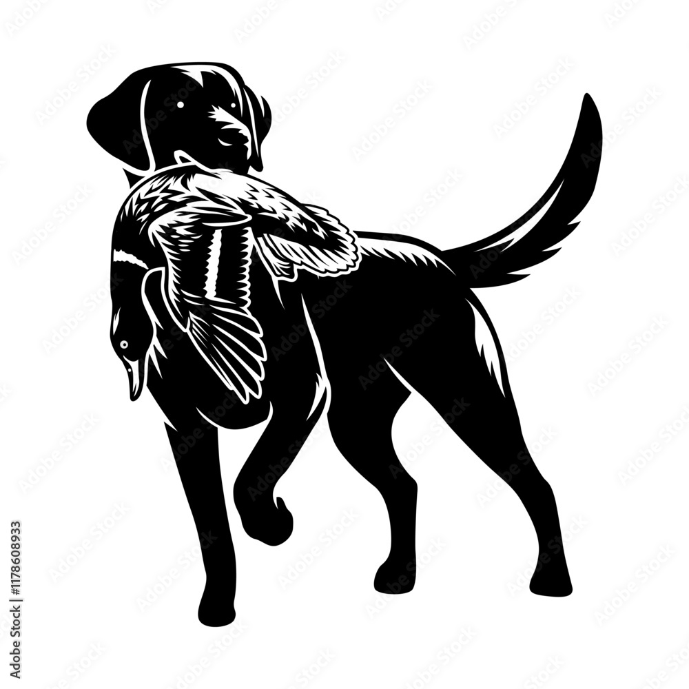 Fototapeta premium dog bite duck hunting illustration logo vector image t shirt