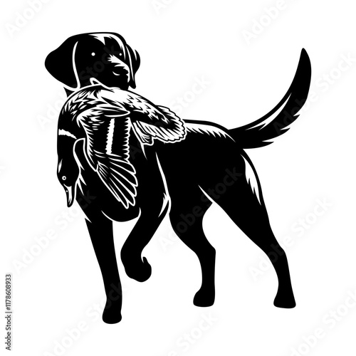 dog bite duck hunting illustration logo vector image t shirt
