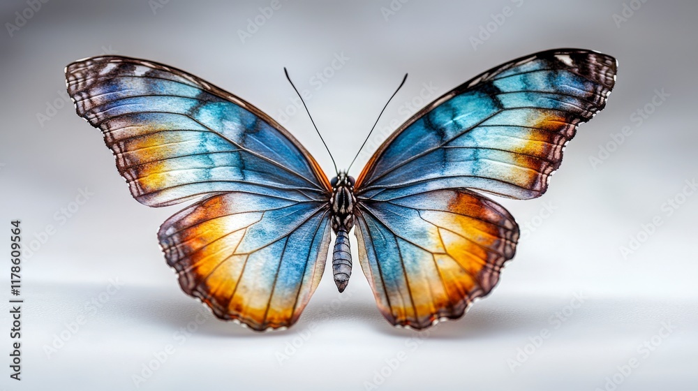 Fototapeta premium Colorful watercolor butterfly art nature photography studio setting artistic perspective beautiful insect display