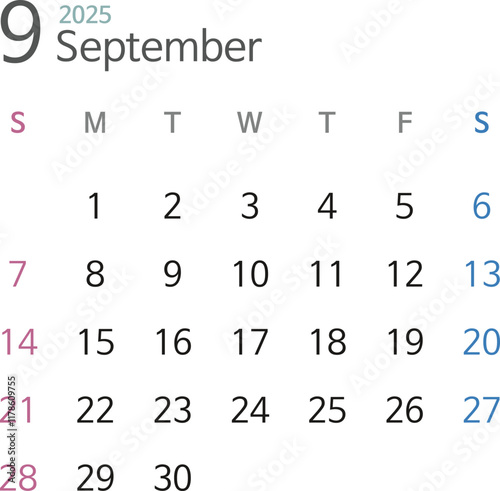 2025, 2026 monthly calendar vector