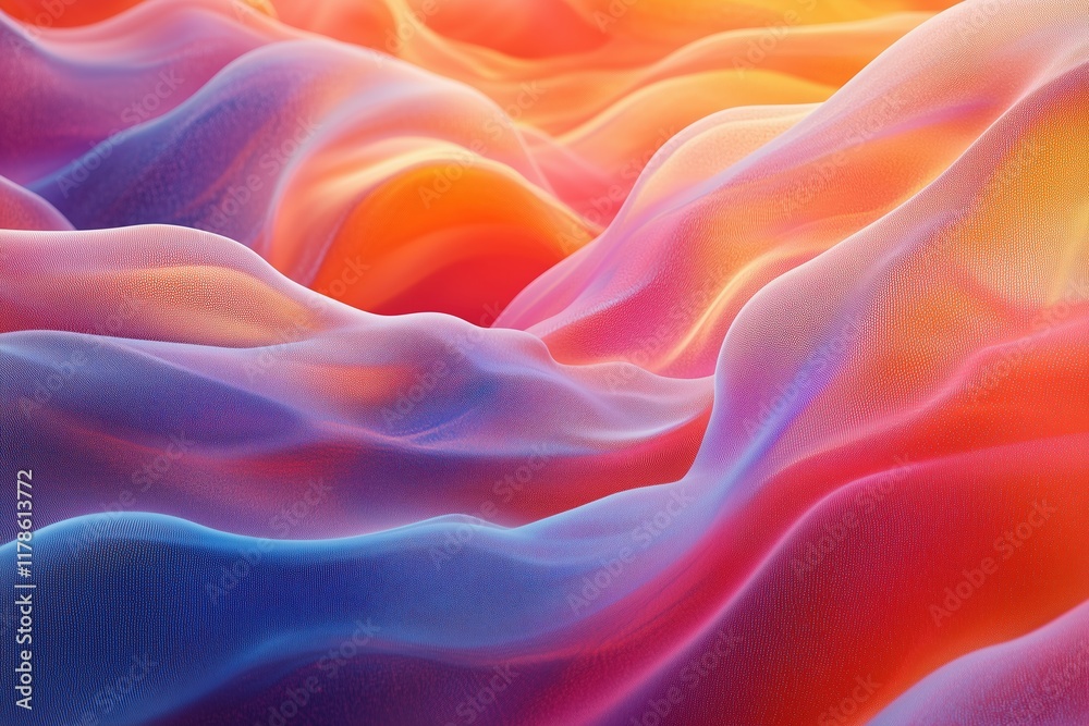 Obraz premium Colorful particle waves creating an abstract landscape with smooth textures and gradients