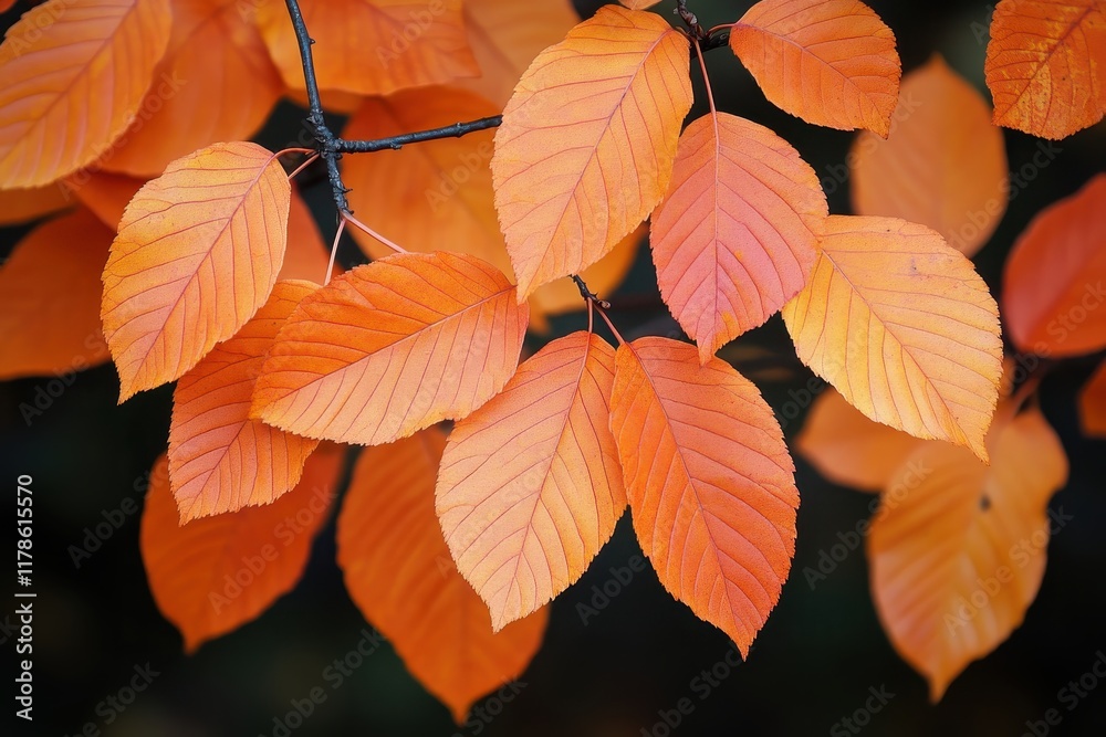 Autumn leaves branch, garden, fall colors, bokeh background, nature print Autumn leaves branch, garden, fall colors, bokeh background, nature print